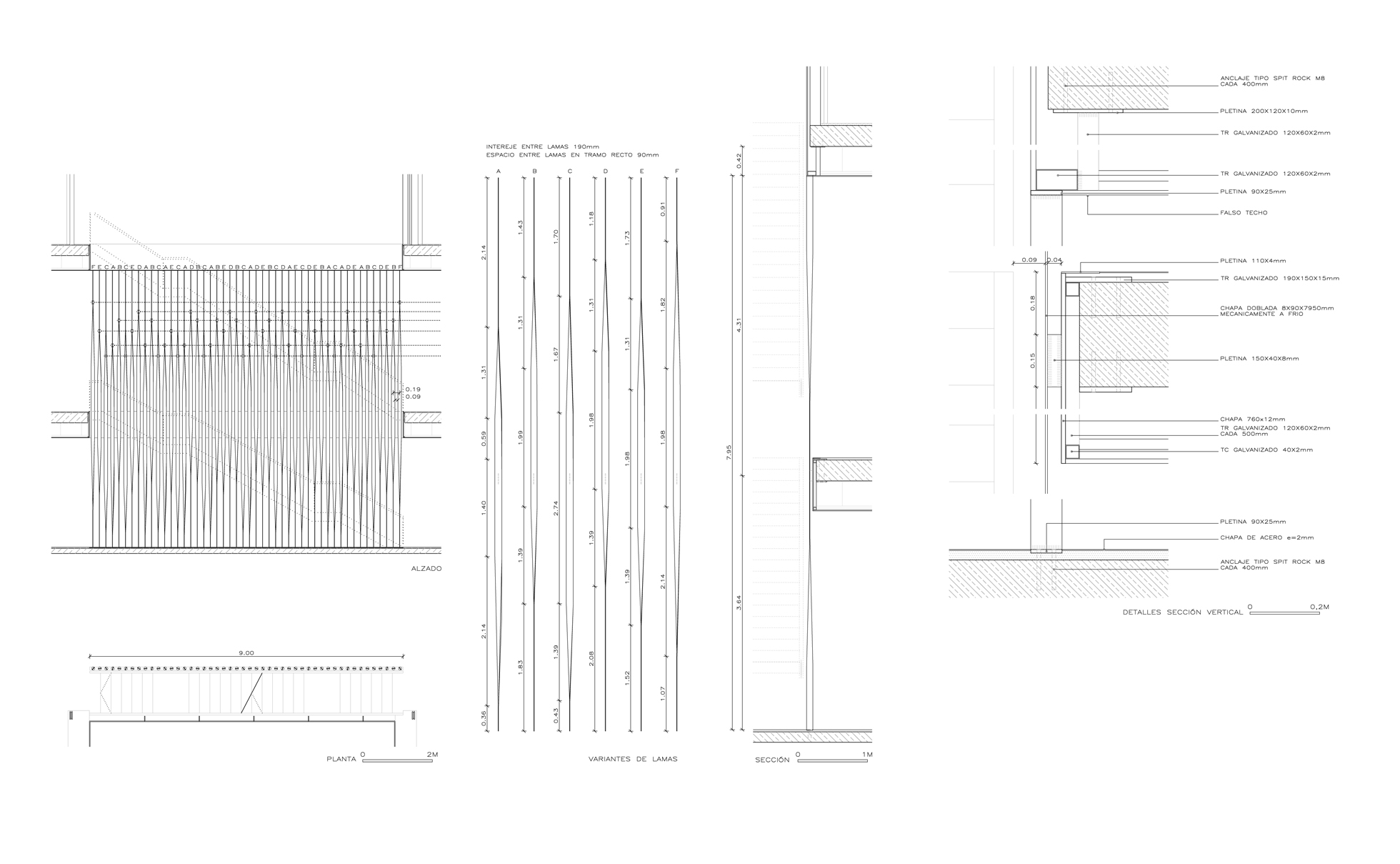 Mampara de lames d'acer 