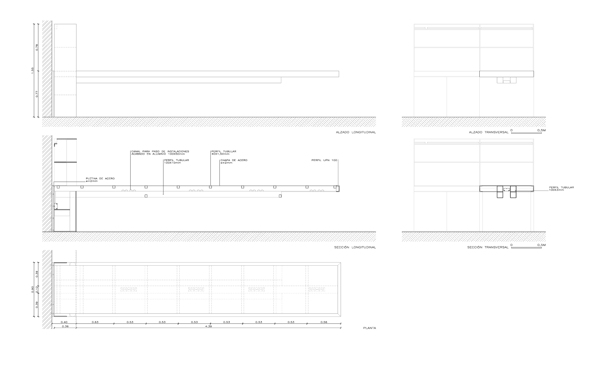 Taula volada en acer