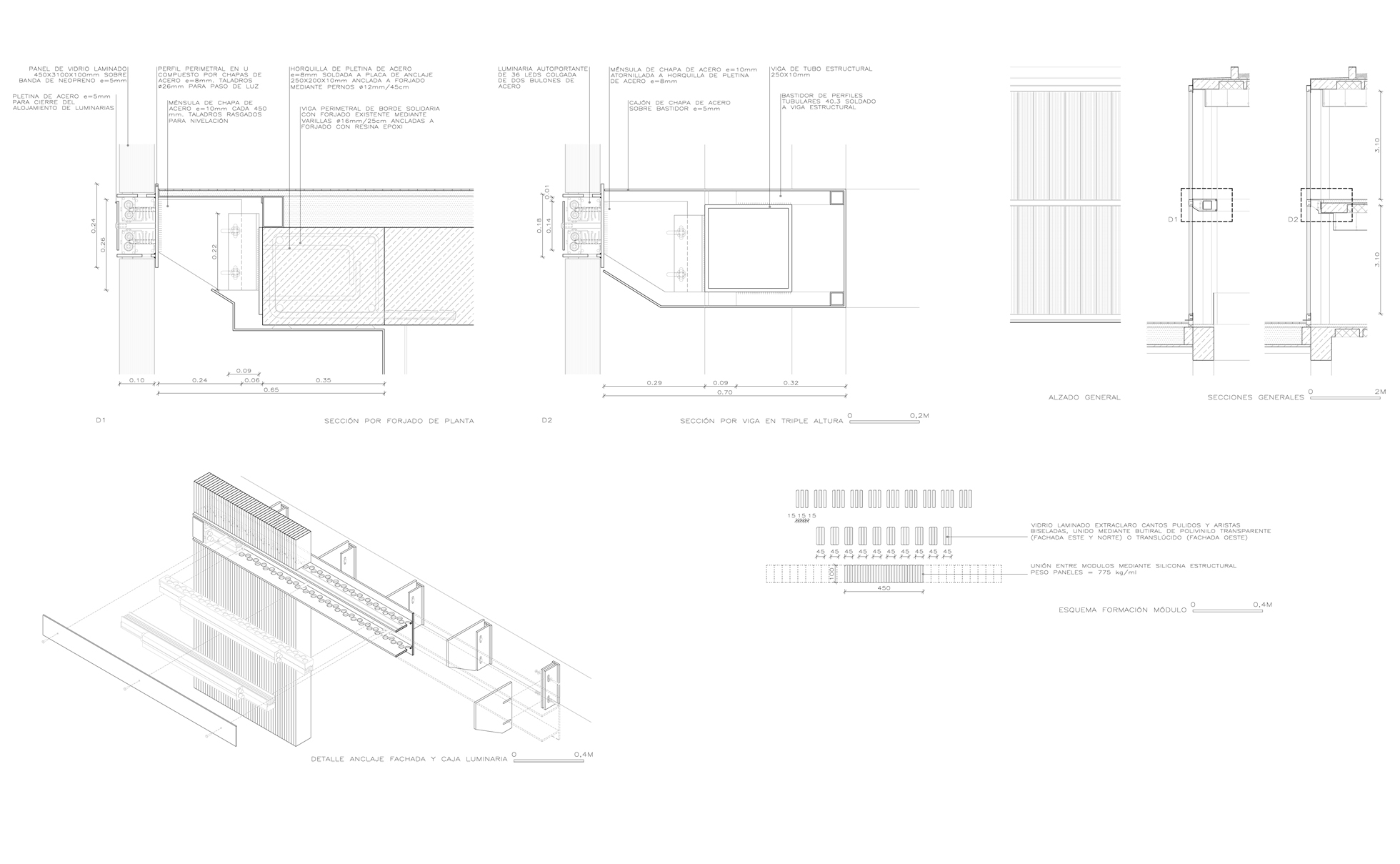 Façana de panells massissos de vidre