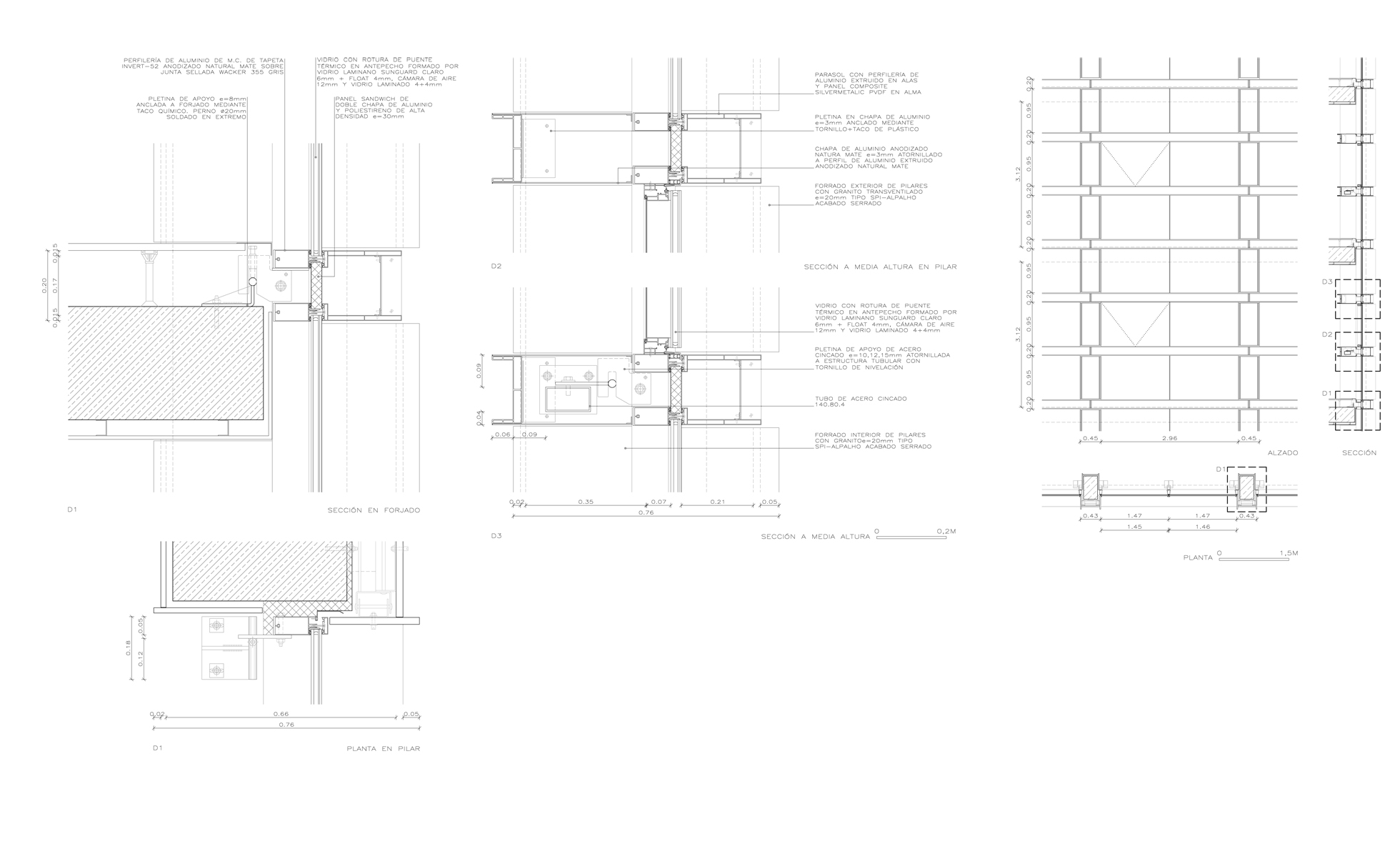 Façana de granit i alumini N/S