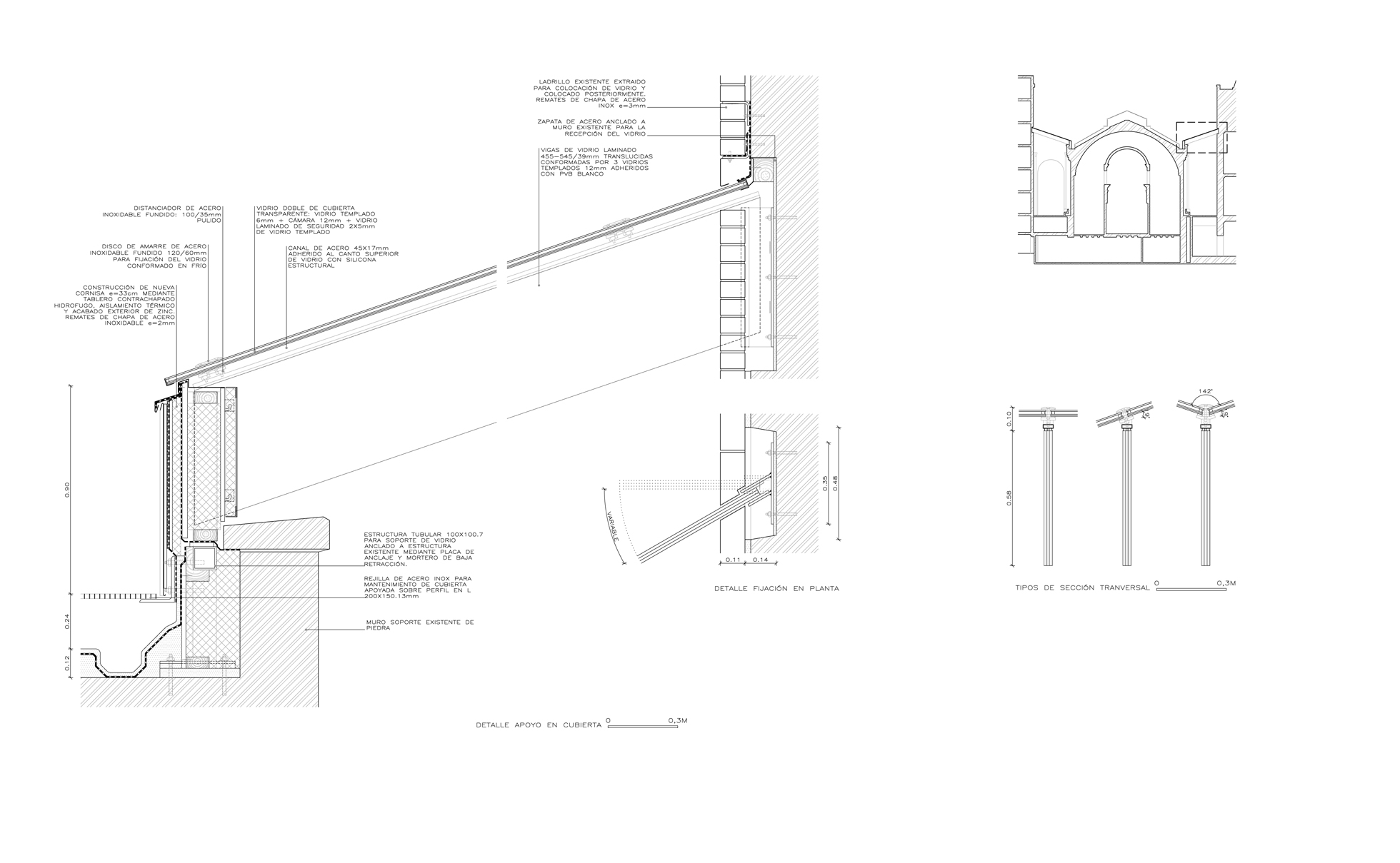 Coberta de bigues de vidre