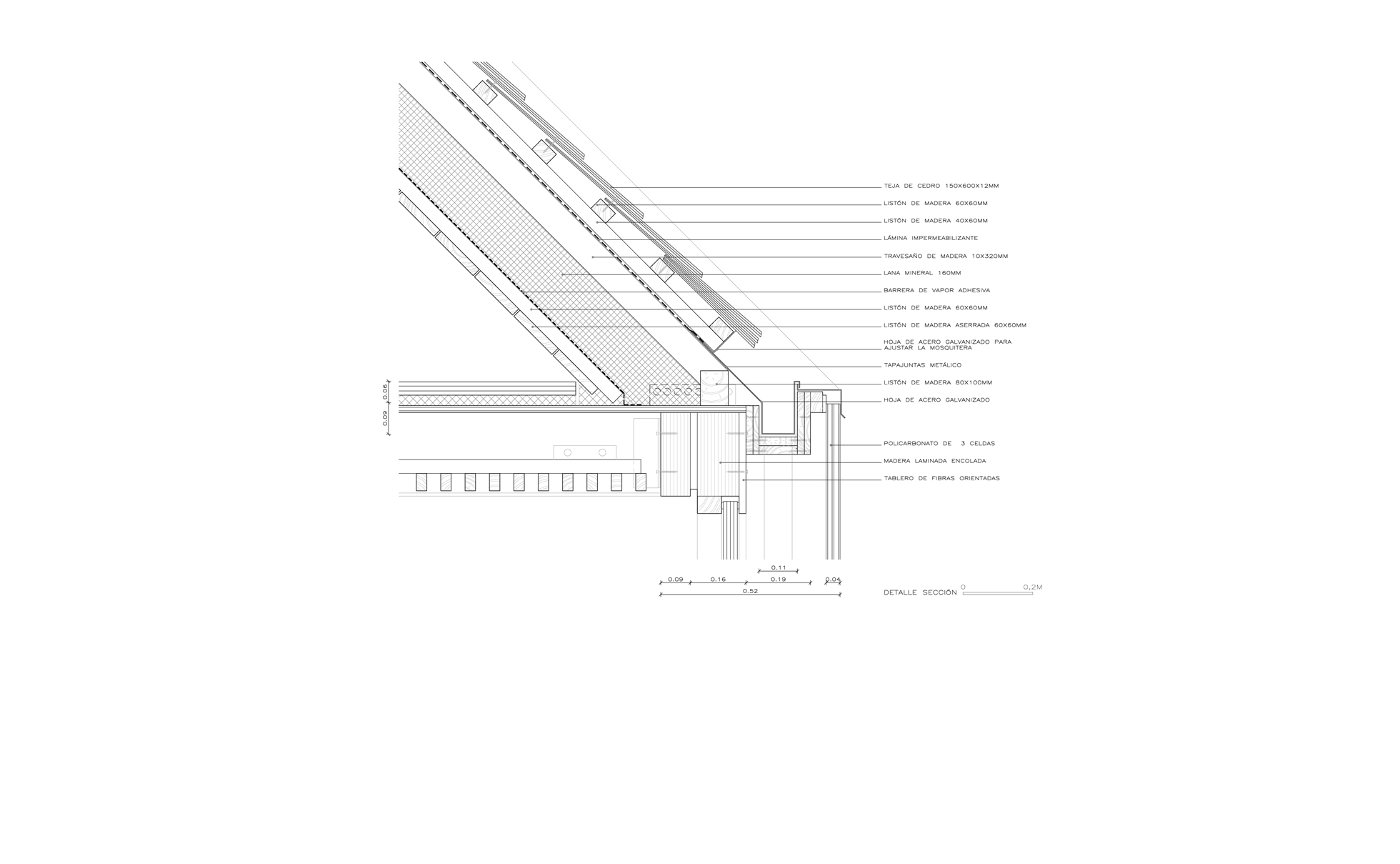Canaló ocult en coberta de fusta