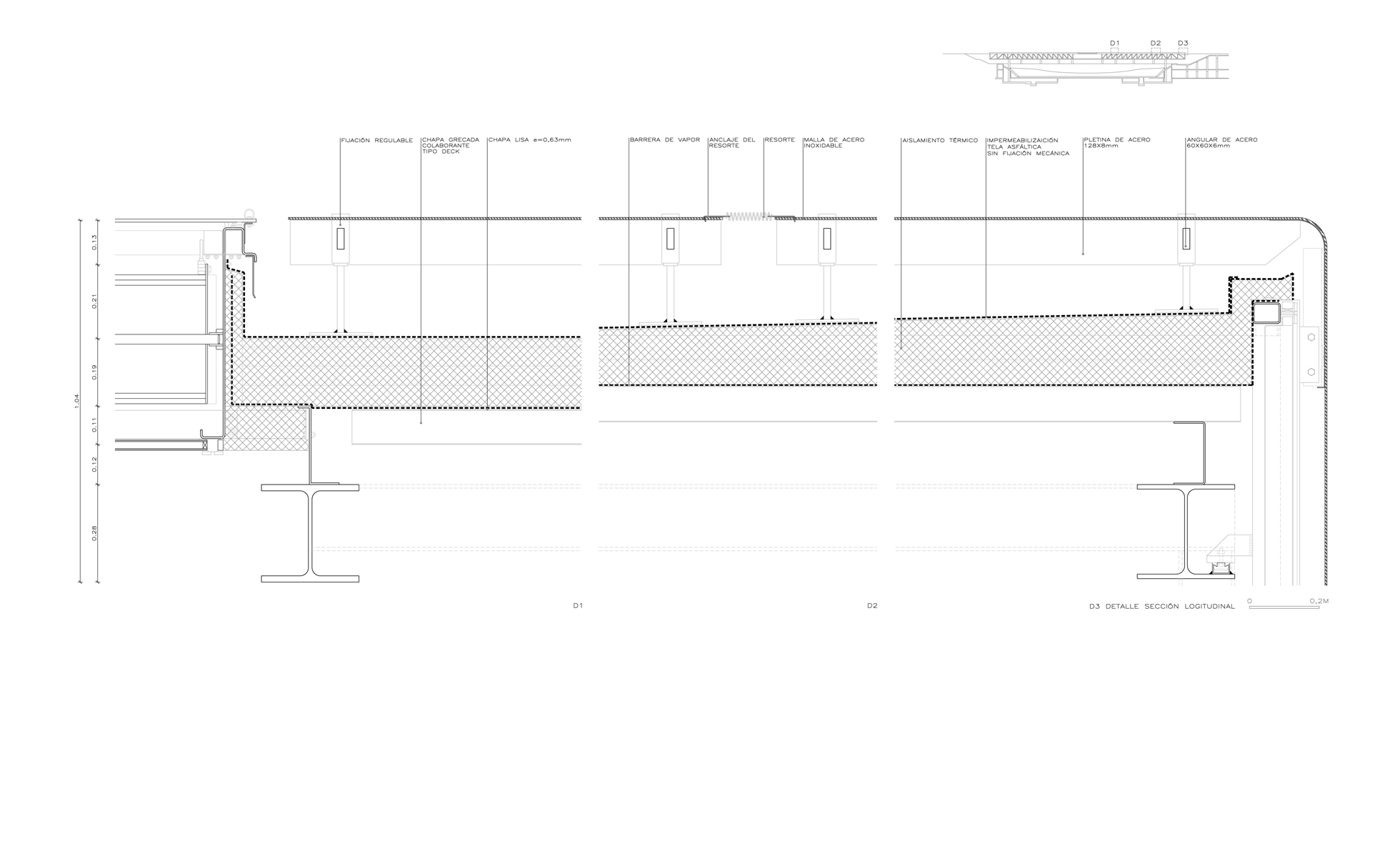 Cubierta plana de malla de acero
