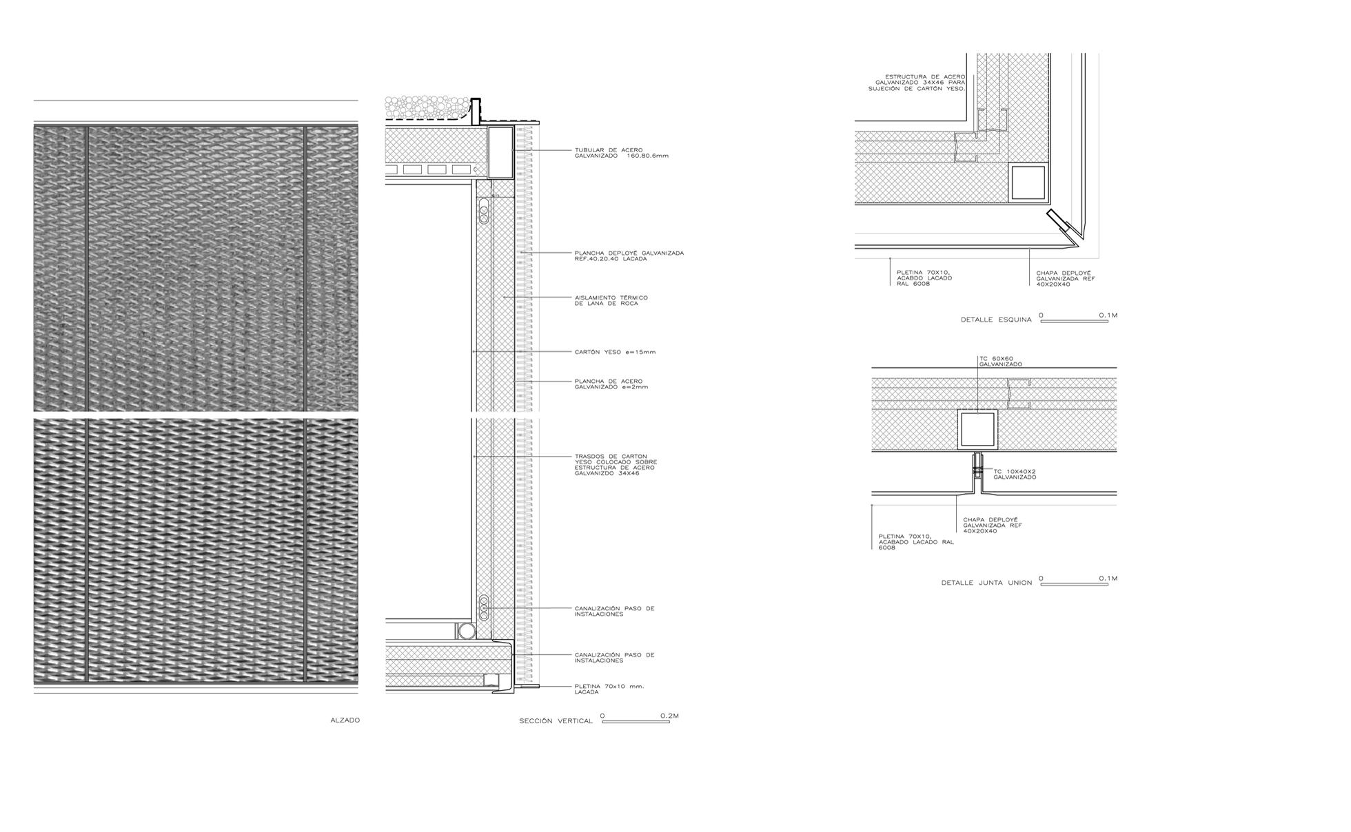 Cerramiento vertical plancha deployé