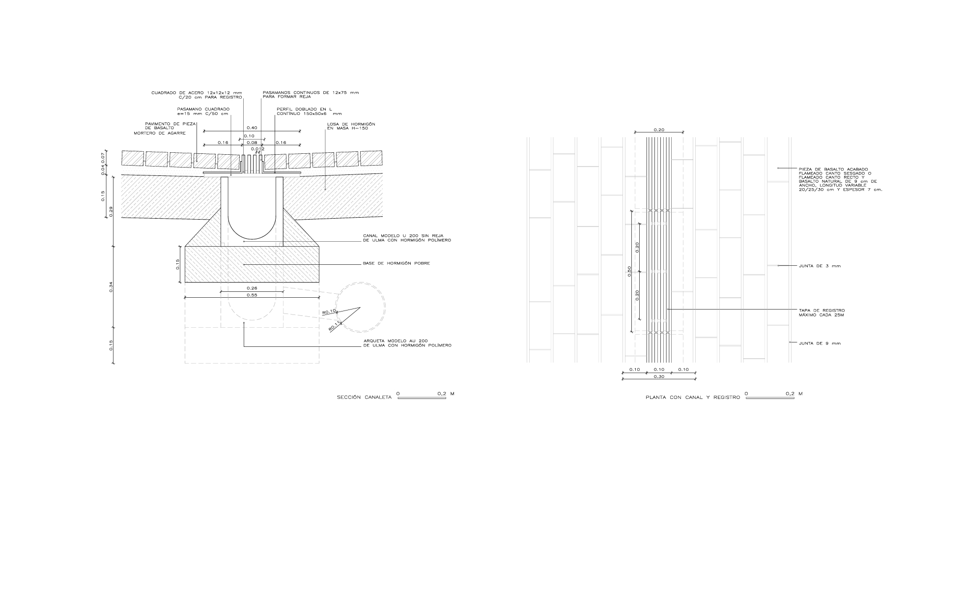 Canaleta formigó polímer amb reixa d'acer