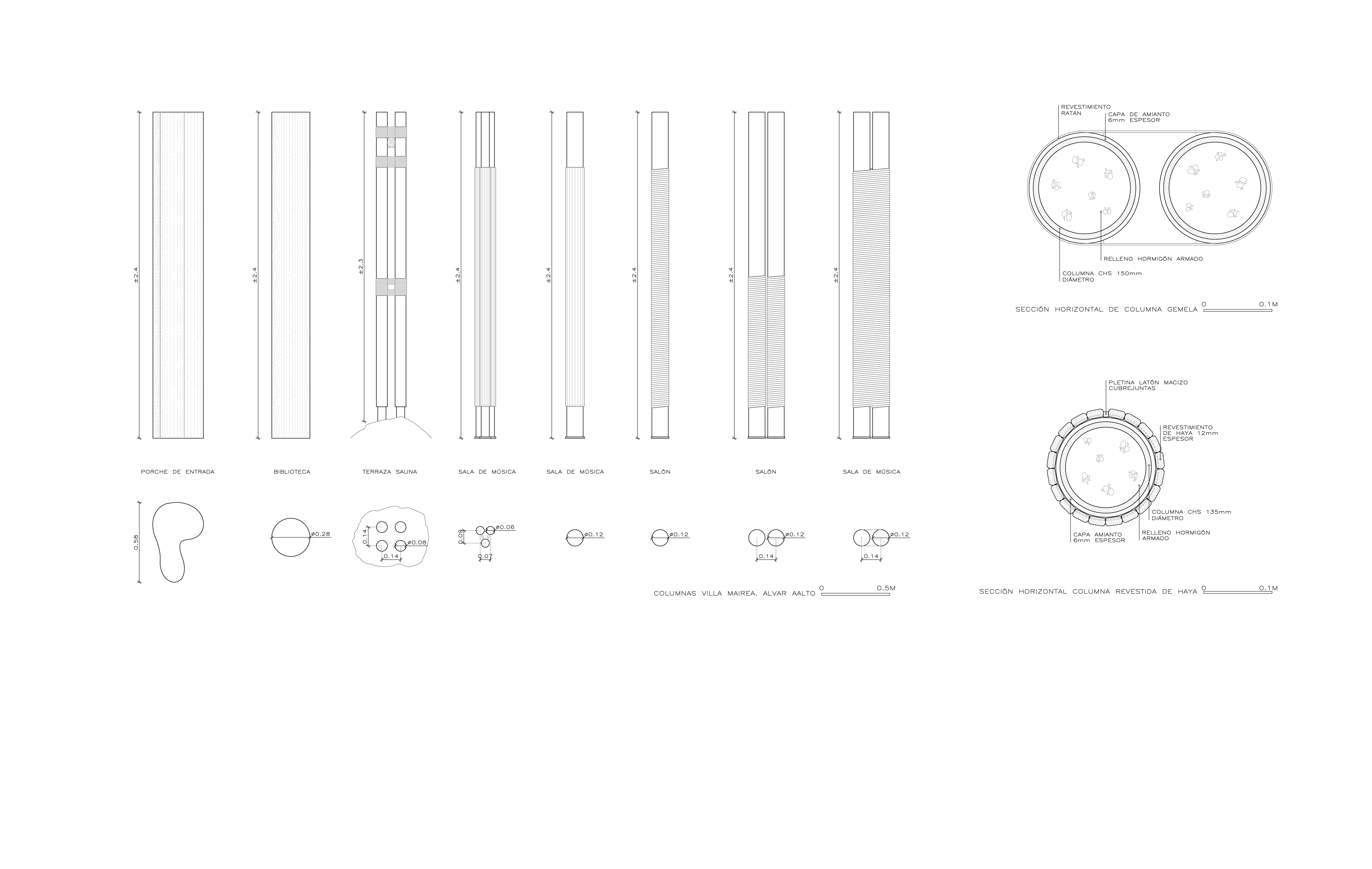Pilars de formigó i fusta