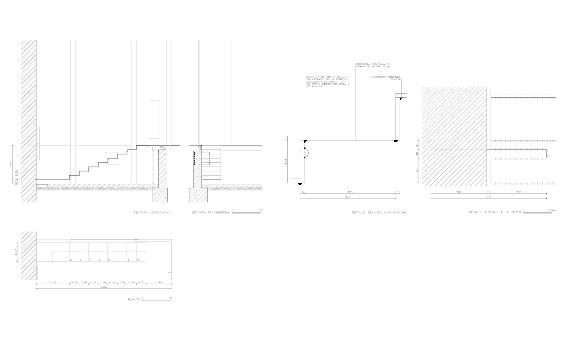 Escala continua en acer inoxidable