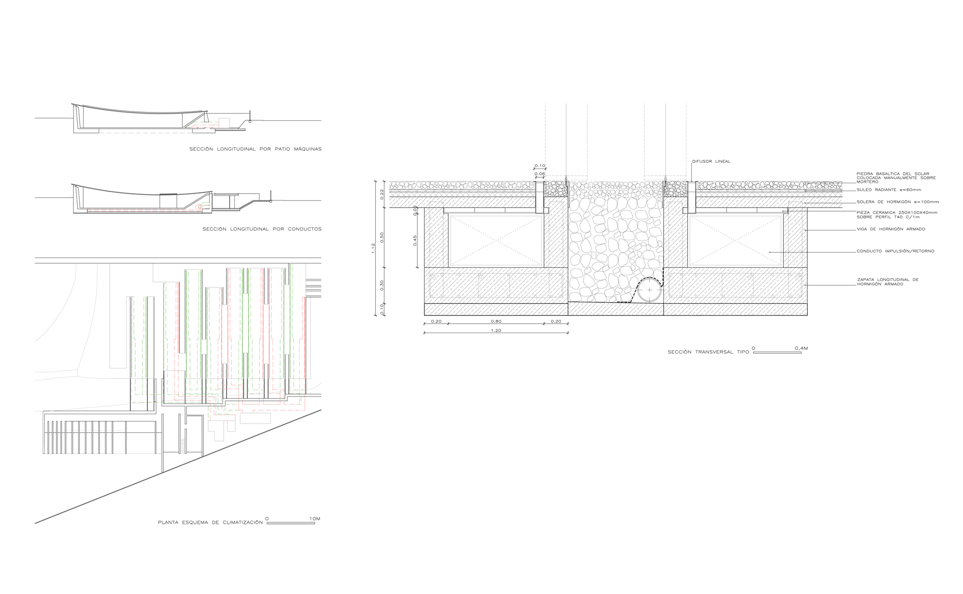 Conducto de climatización enterrado