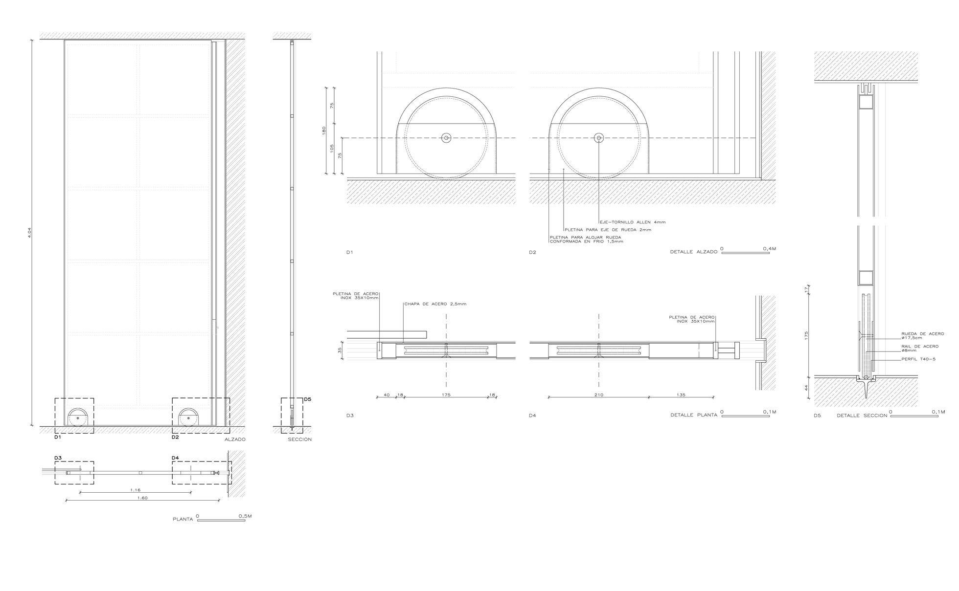 Roda per a porta corredissa d'acer