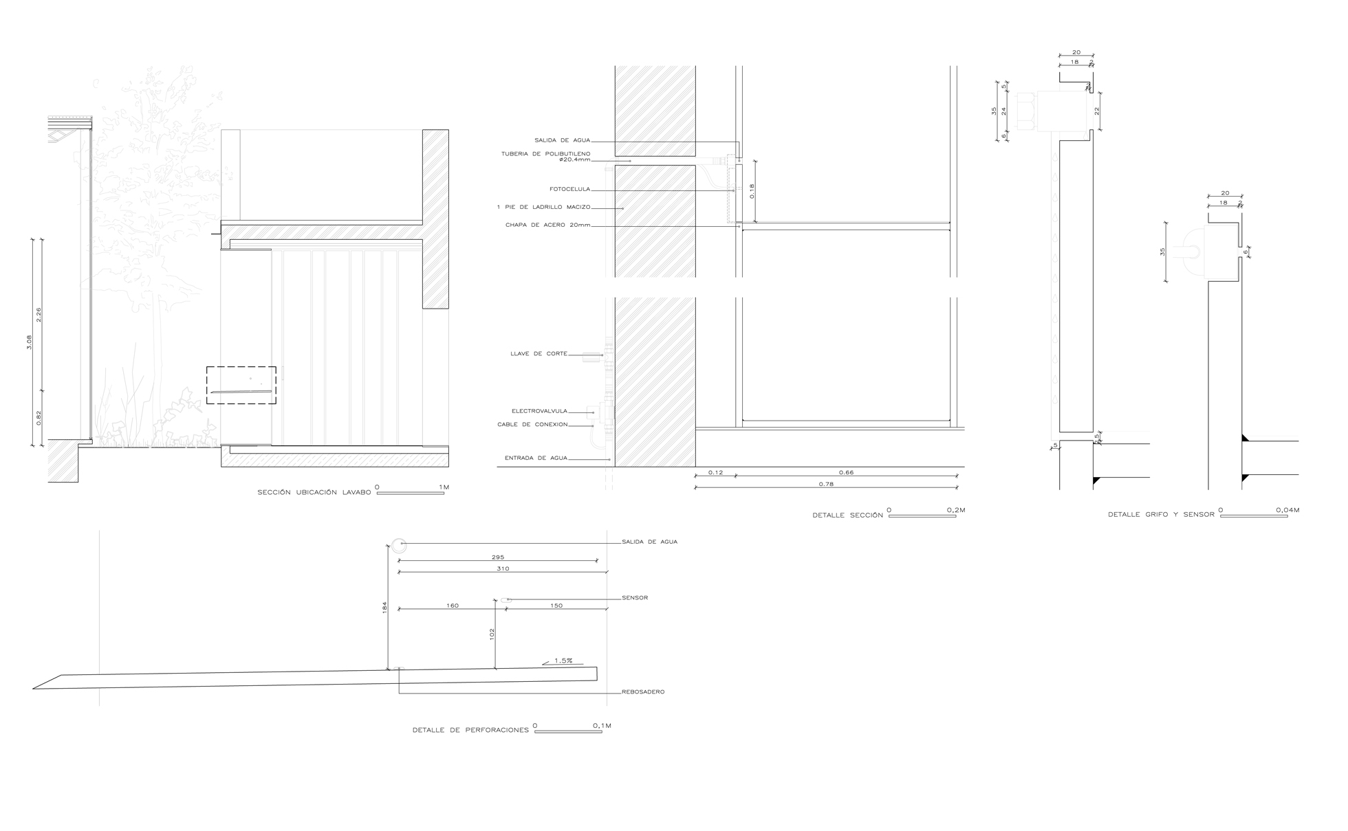 Aixeta oculta en acer