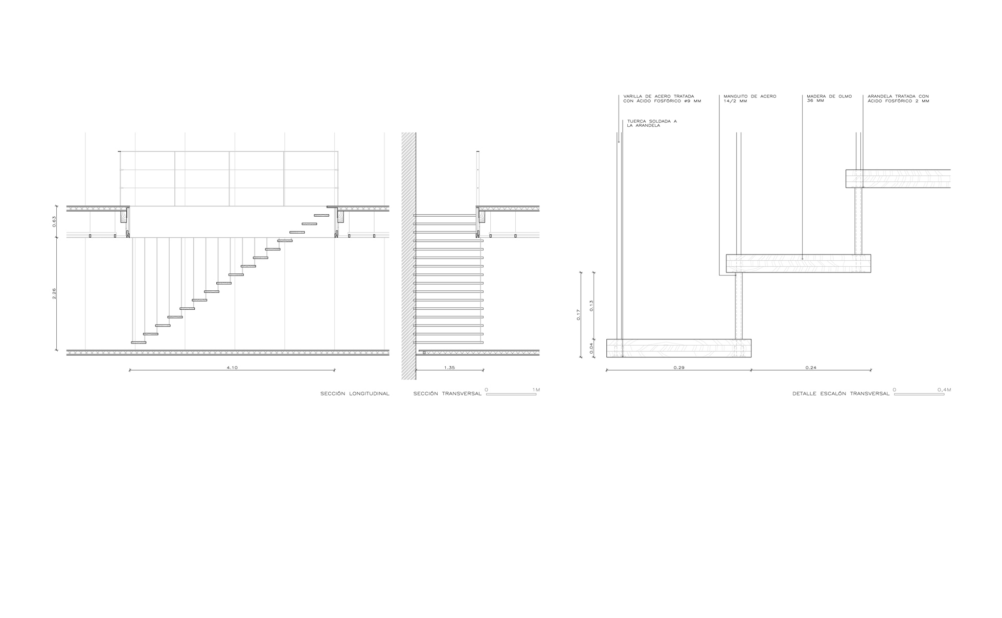 Escalera de madera colgada
